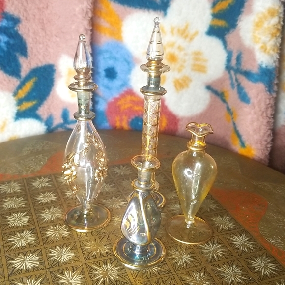 Other - Egyptian Glass Decorative Perfume Bottles-4pc.-2 with tops & 2 without